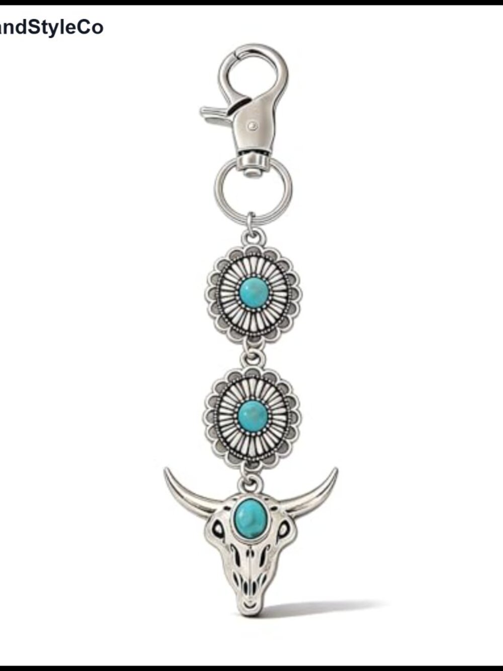 Western Turquoise Keychain Bag Charm Boho Purse Accessory